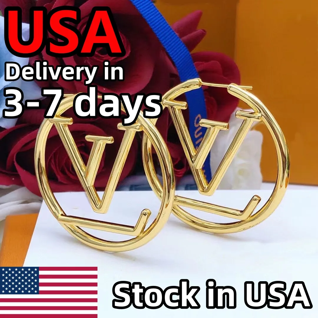 Luxury big gold hoop earrings for lady women orrous girls ear studs set Designer Jewelry earring Valentine's Day Gift engagement