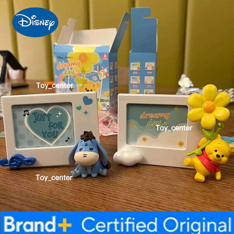 Disney Genuine Winnie The Pooh Polaroid Frames Fridge Magnet Series Blind Box Trendy Doll Garage Kit Desktop Ornament Toy Girl Gift H260123