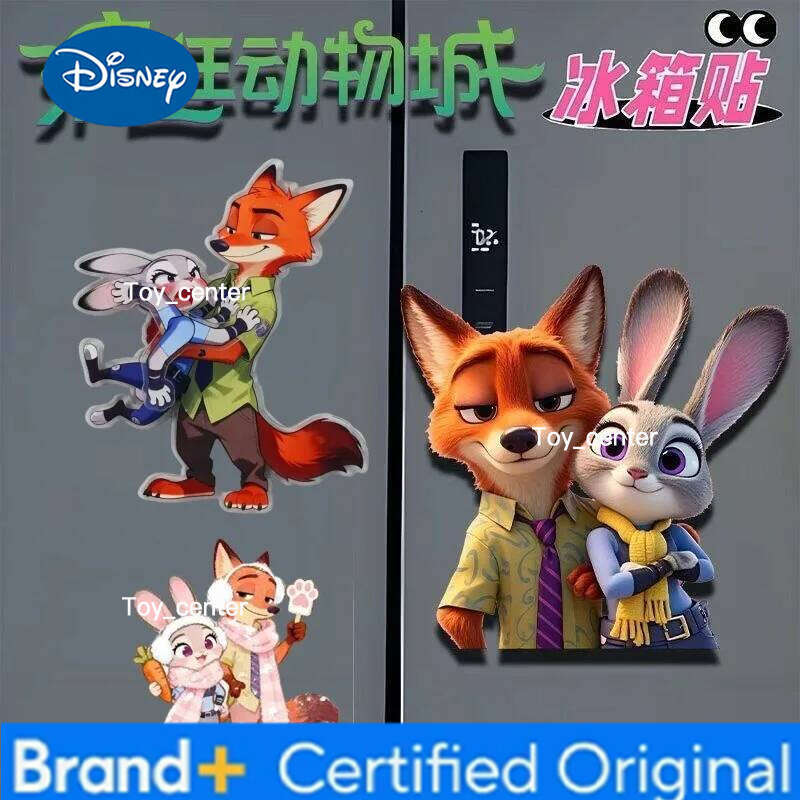 Disney 2026 Zootopia Rotating Fridge Magnet, 3D Acrylic Animal Decor,Cute Refrigerator Sticker Cartoon Gift Collection H260123