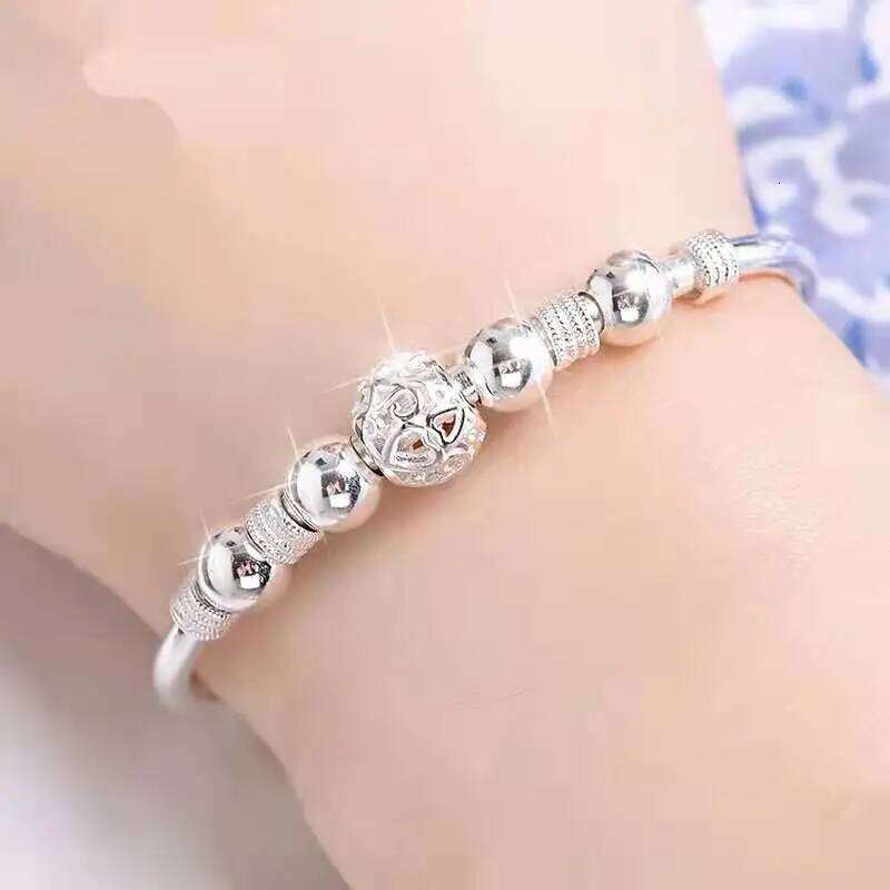 New Korean Fashion 925 Sterling Silver Lucky Beads Bangles for Women Bracelets Luxury Designer Party Wedding Jewelry Gifts Z260123