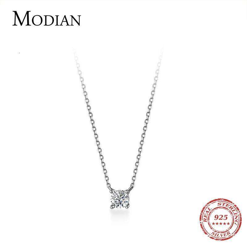 Modian Brands Simple 925 Sterling Silver Geometric Cut Sparkling Zircon Pendant Necklace for Women Wedding Engagement Jewelry Z260123