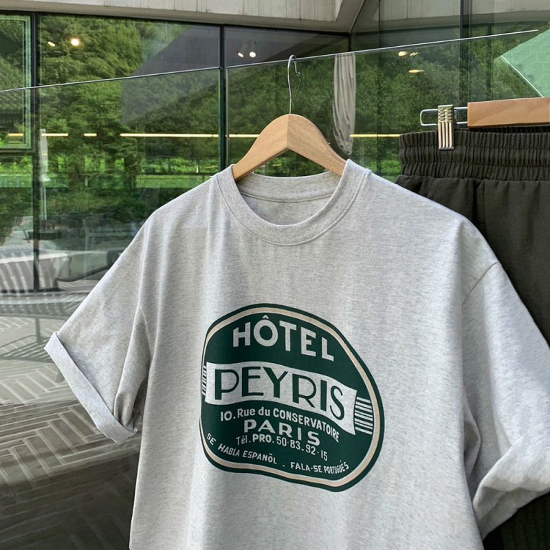 MYQ American Style Letter Print T-Shirt for Men Summer Loose Round Neck Short Sleeve Korean Commuter Style Half Sleeve Trendy 210707