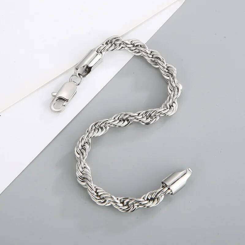 Waterproof Stainless Steel Bracelets Chain Hip-hop Men's and Women's Fried Dough Multi Size Twisted Rope Party Jewelry 26H0123