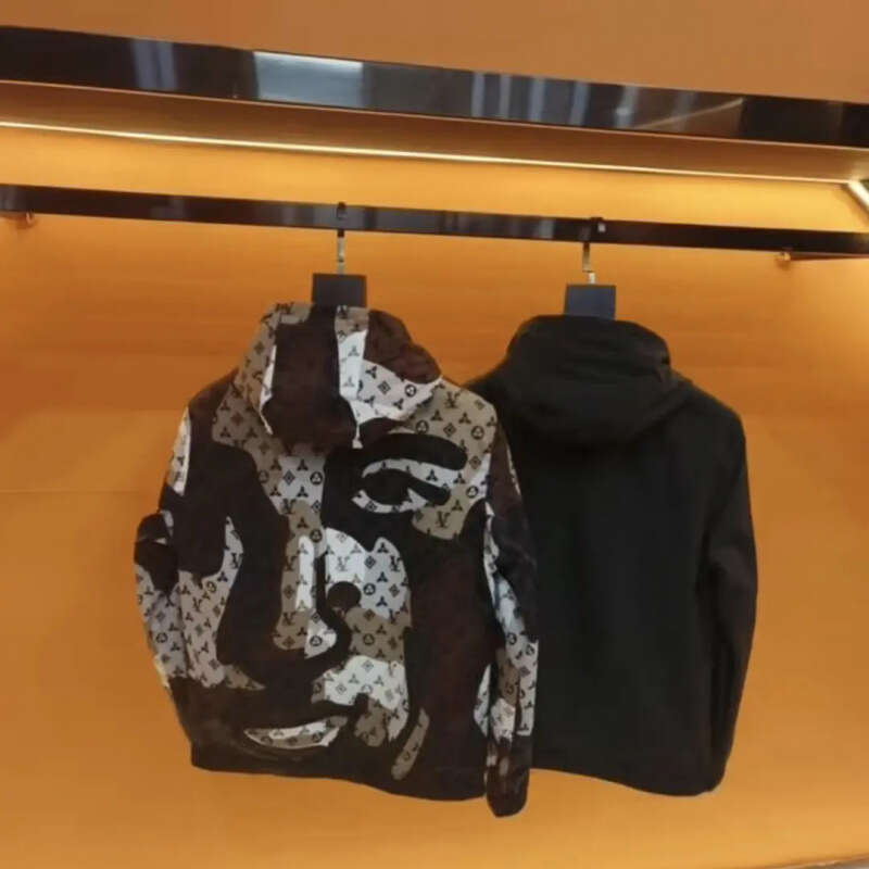 2025 Autumn Men's Fashion Hooded Trendy Brand Cool Printed European Style Jacket