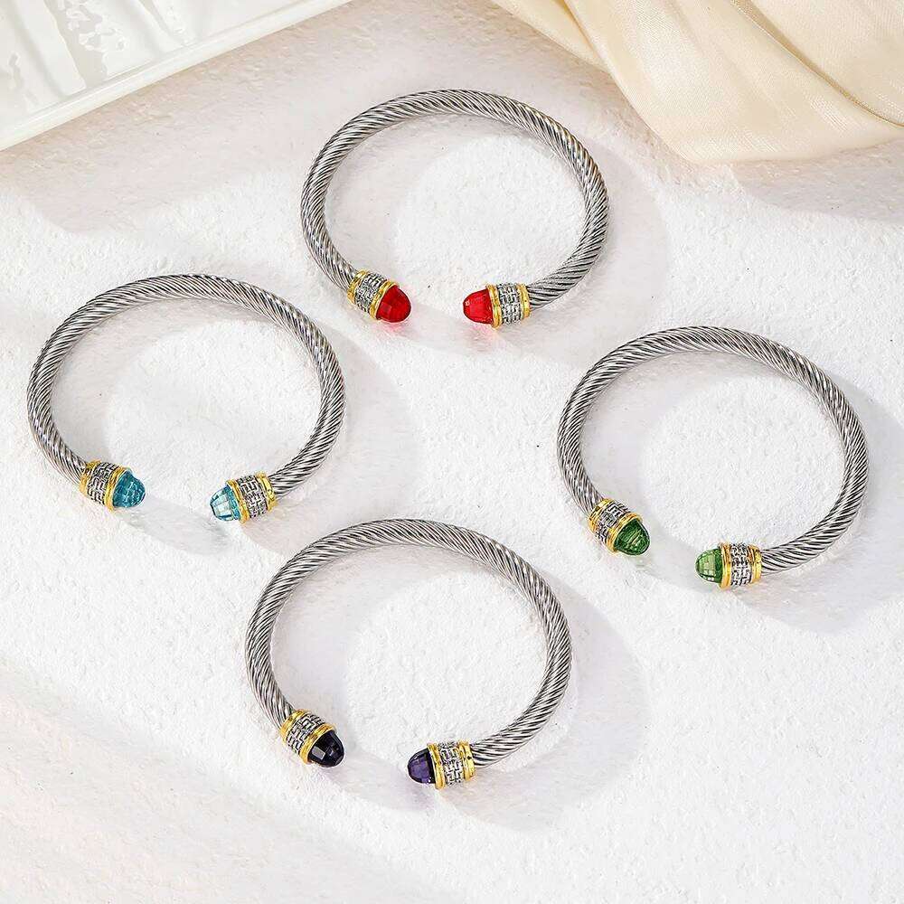 Stainless Twisted Colorfuled Titanium Steel Open Bracelet, Gift for Friends Z260123