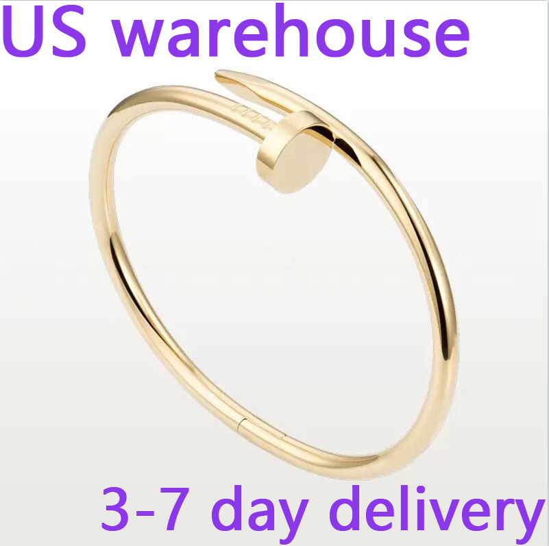 Designer Gold Silver Titanium Steel Nail Bracelet Inlay Diamond Screw Cuff Just a Bracelets Women Men Jewelry Fashion Bangle Gift 17 19 Size TYJ13991
