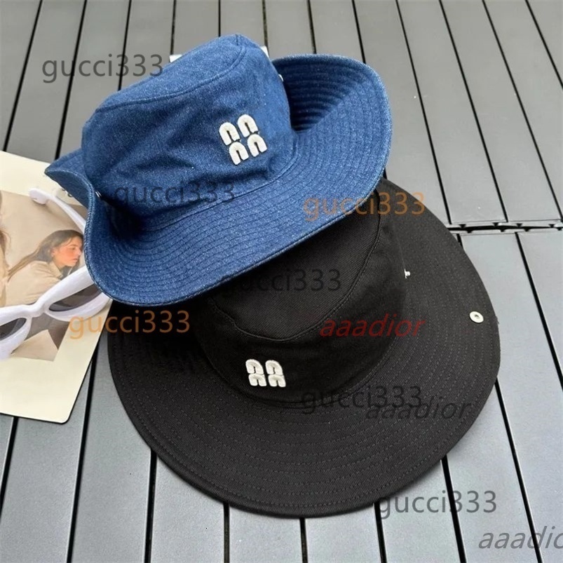 Cowboy Hat Foldable Hatwide Brim Hats Designer Women Visitor Travel Jeans Bucket Hat Denim Fitted Flanging Bonnet Fisherman miumius mius mius mui miumiue muimu KWE2