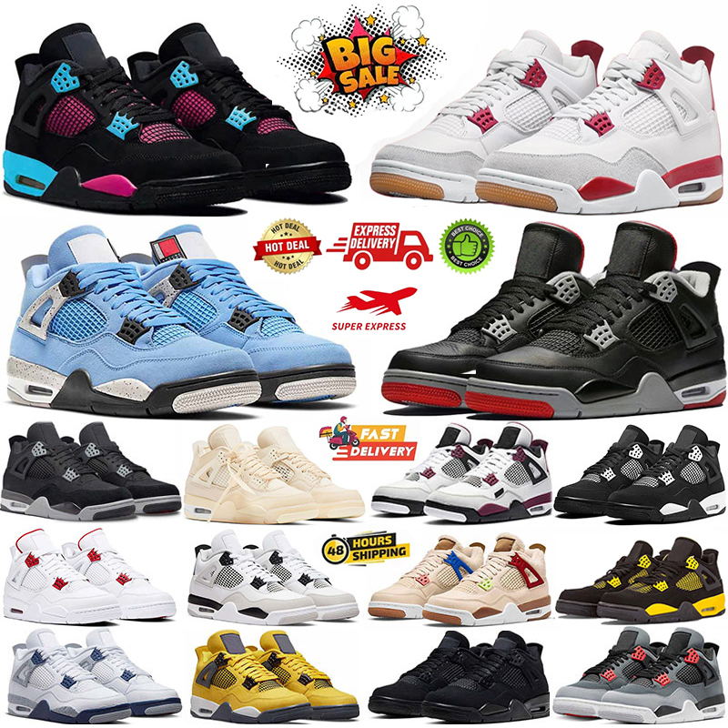 Designer 4s Basketball Shoes Men Women Sneakers 4 Black Cat Military Blue Canvas Red Thunder University Blue Thunder Pink Cactus Jack Trainers Outdoor Sports 36-47
