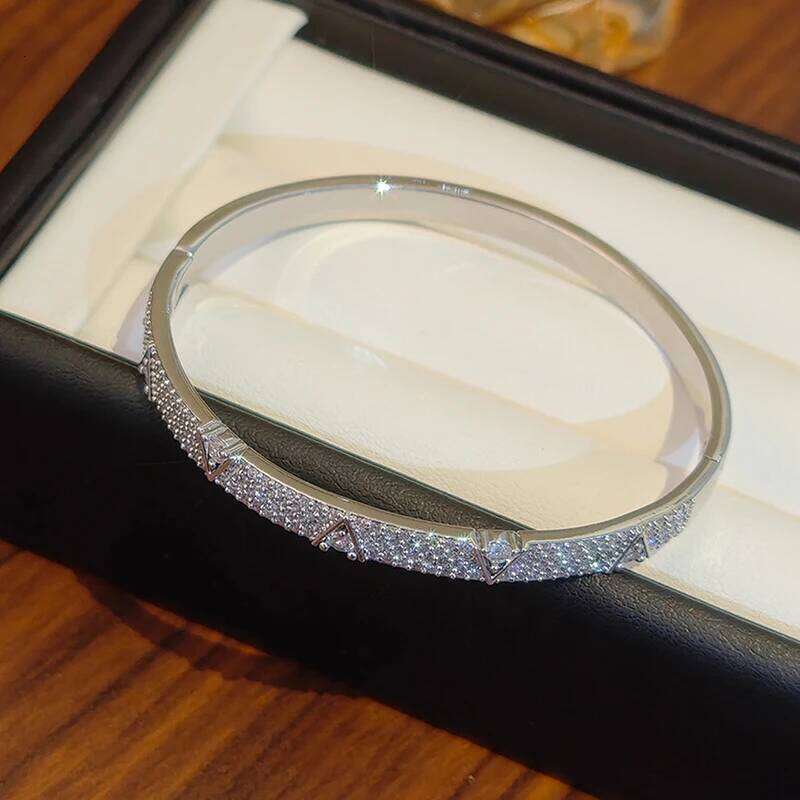 ANENJERY Gold Silver Color Letter Zircon Bracelet For Women Men Personality Fashion Hip hop Luxury New Jewelry Gifts Wholesale Z260123