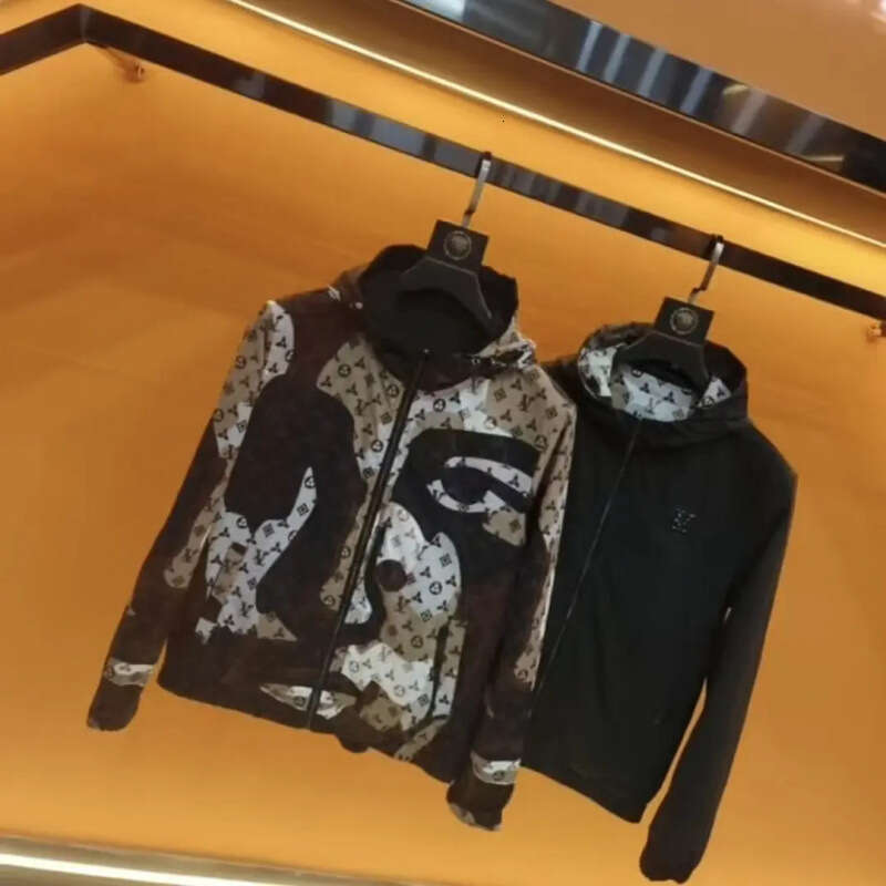 2025 Autumn Men's Fashion Hooded Trendy Brand Cool Printed European Style Jacket