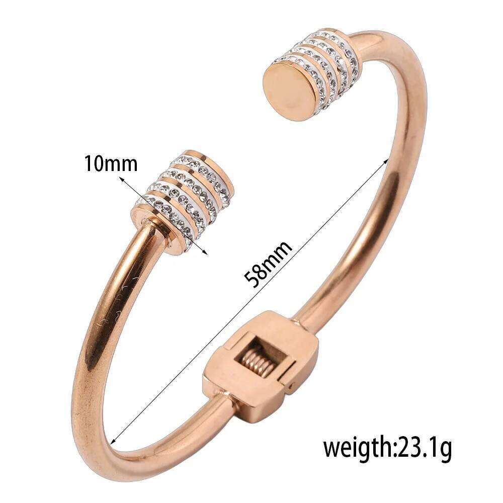 RAKOL Titanium Steel Inlaid With Zircon Bracelets Classic Korean Style Non Fading Open Bangles or Women Daily Wear Accessory Z260123