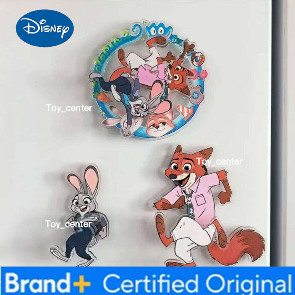 Disney 4pcs New Zootopia Rotating Refrigerator Magnet - Nick and Judy Fan Decor Collection Anime Cartoon Cute Decoration Girl Gift Toys H260123