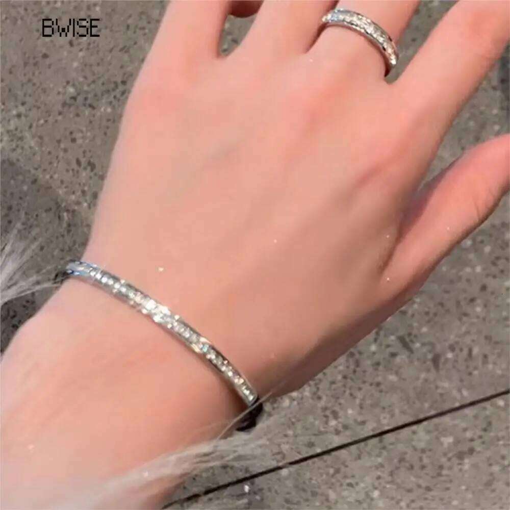 Bwise Ins Style Stainless Steel Jewelry Inlaid Cubic Zircon Bracelet Bangles for Women Waterproof Trendy Christmas Gift Z260123