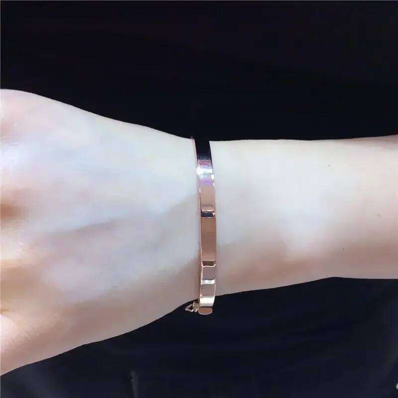 Plated 14K Rose Gold Glossy Wide Bracelet for Women Fashion Simple Fresh Wedding Engagement High Jewelry Z260123