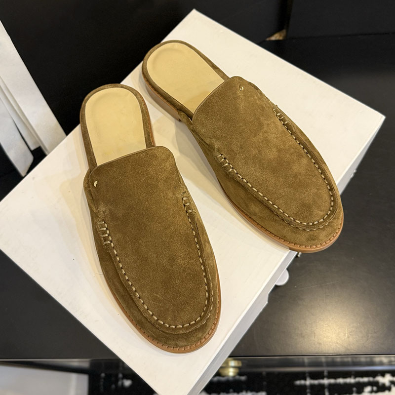 Women Slippers Designer Suede Flat Heels Slides Classic Black Brown Outdoor Leisure Shoes Luxury Booties With Dust Bags For Party 25ss Wedding Shoes