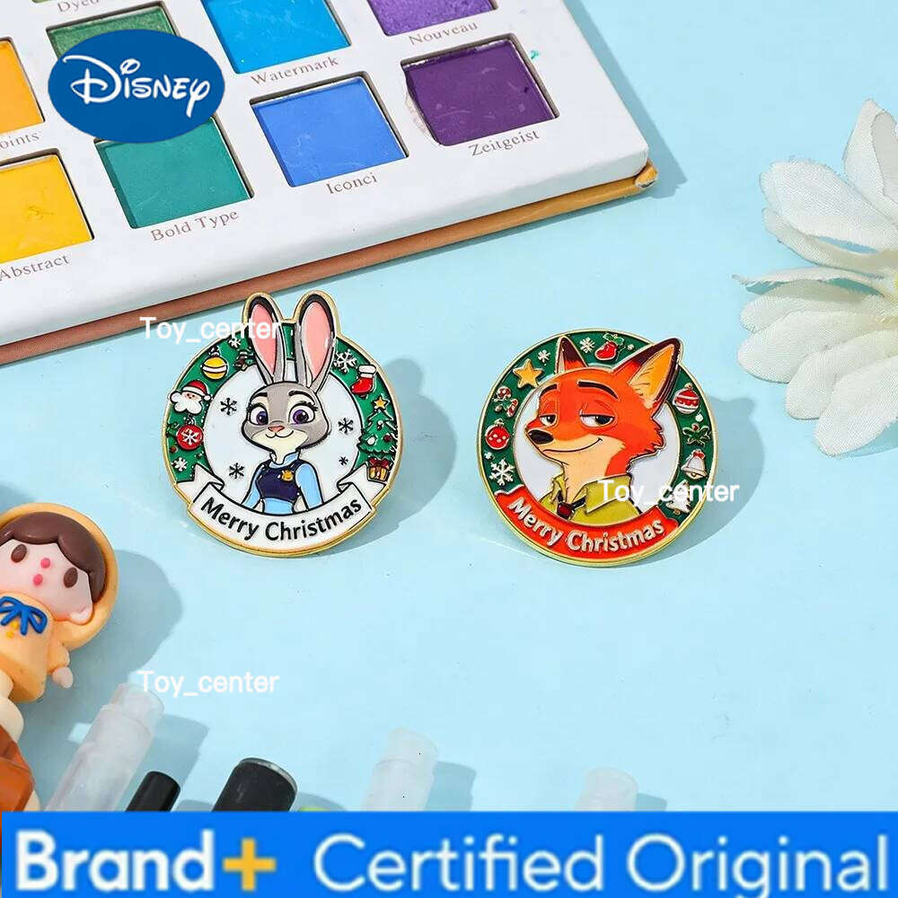 Disney 2 Pcs Classic Cartoon Zootopia Brooch Christmas Judy Hopps Enamel Pin Metal Badge Jewelry Clothing Backpack Accessories Gifts H260123