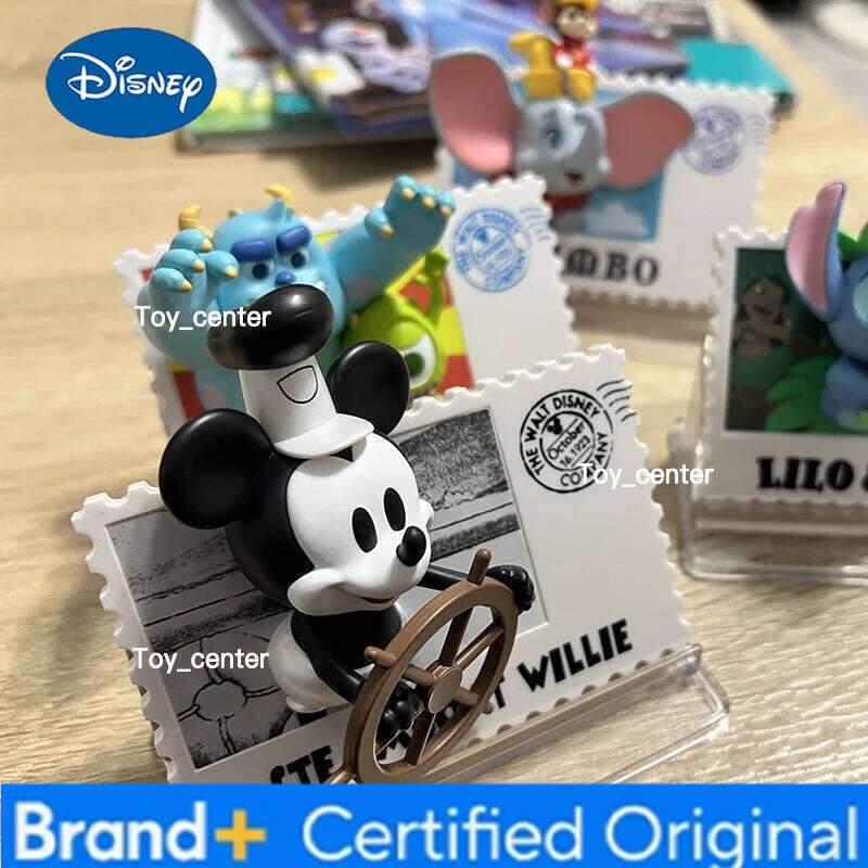 Disney Genuine Anime Mickey Anniversary Retro Stamp Blind Box Fridge Magnet Collection Decoration Birthday Gift H260123
