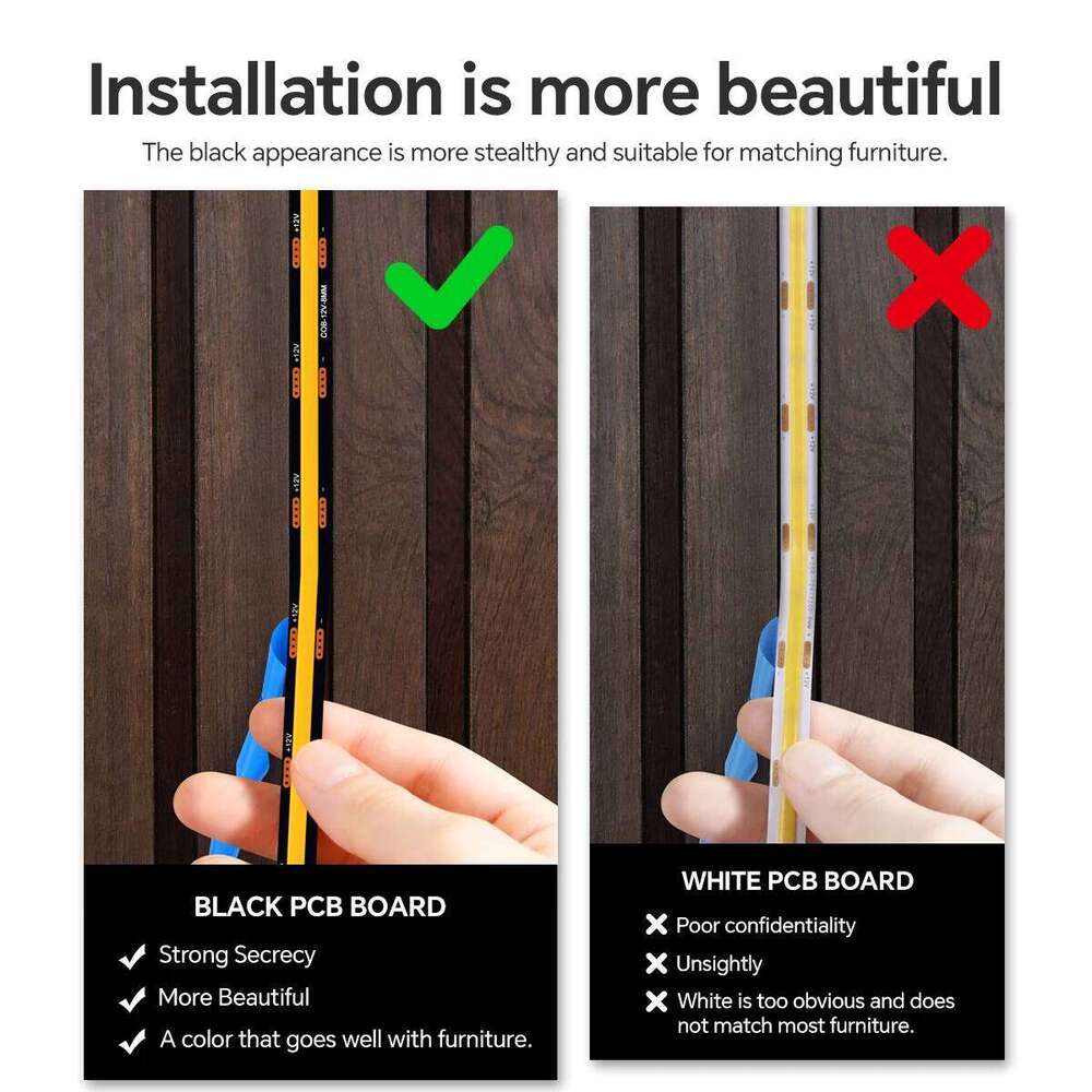 Touch Dimmable Embedded Acoustic Panel Decor 12V COB Strip Light Kit Wood Grain Grille Curtain Wall Backlight LED Tape 26Y0123