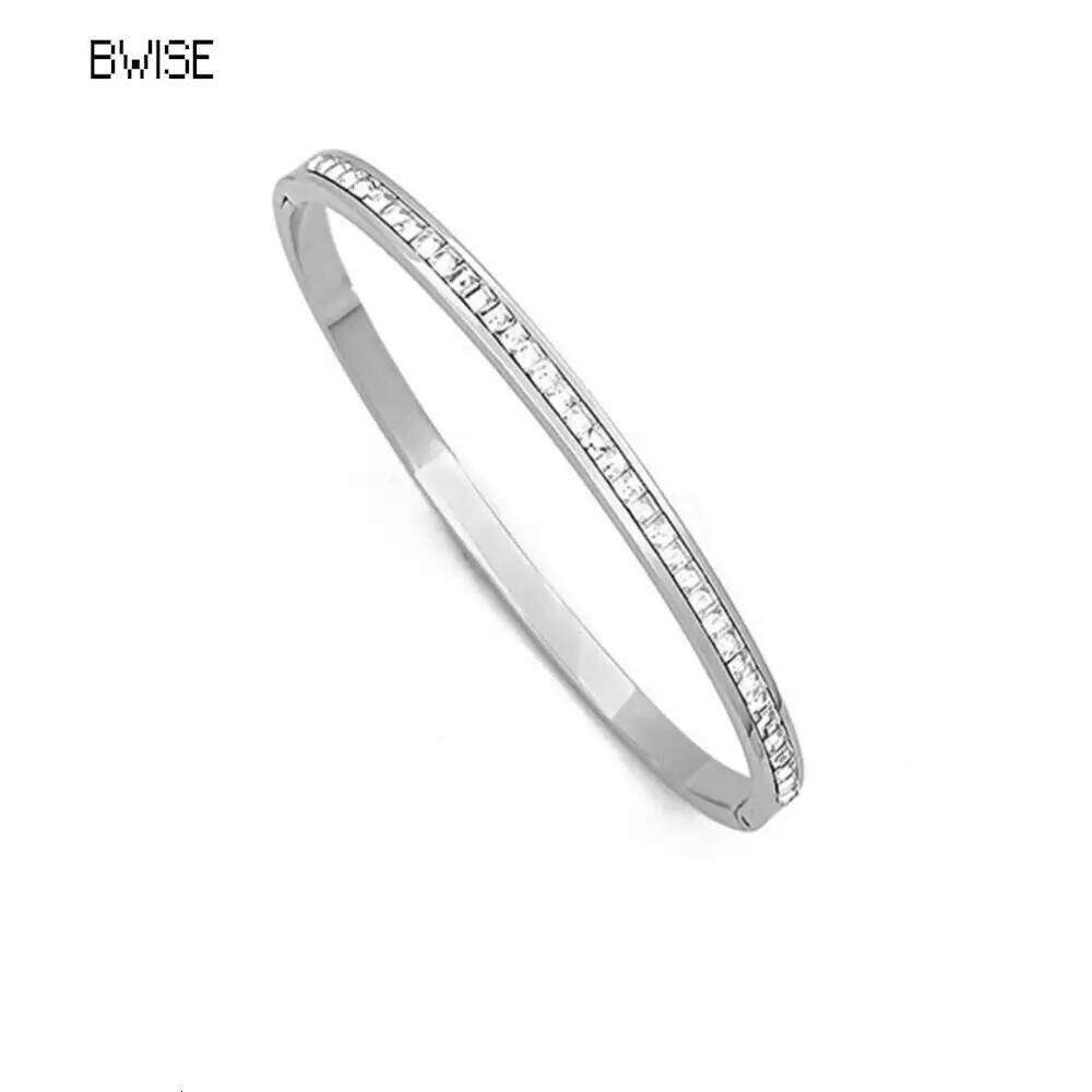 Bwise Ins Style Stainless Steel Jewelry Inlaid Cubic Zircon Bracelet Bangles for Women Waterproof Trendy Christmas Gift Z260123