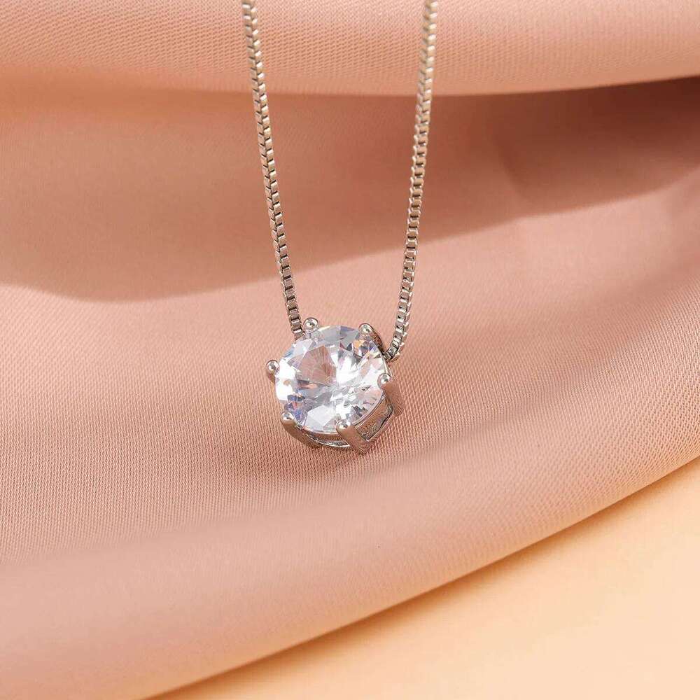 New Simple Single Crystal Clavicle Chain 925 Sterling Silver Pendant Necklaces XL025 Z260123