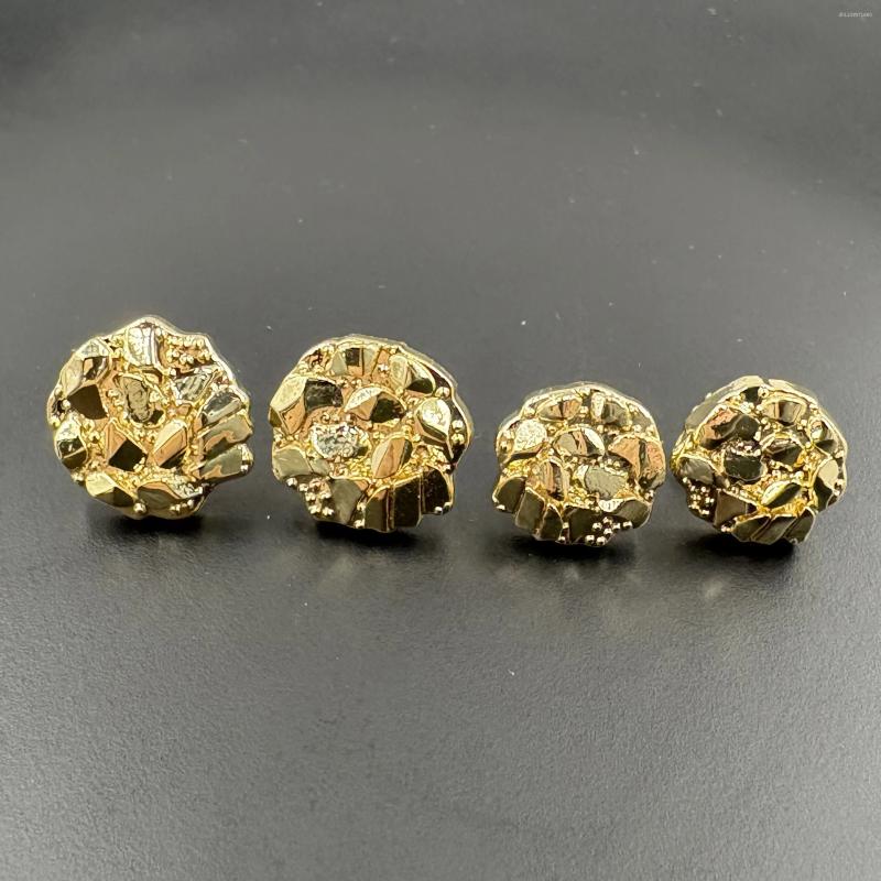 Stud Earrings 14k Gold Plated 12mm Round For Men And Women Fashion Jewelry Irregular Geometric Shape Nugget