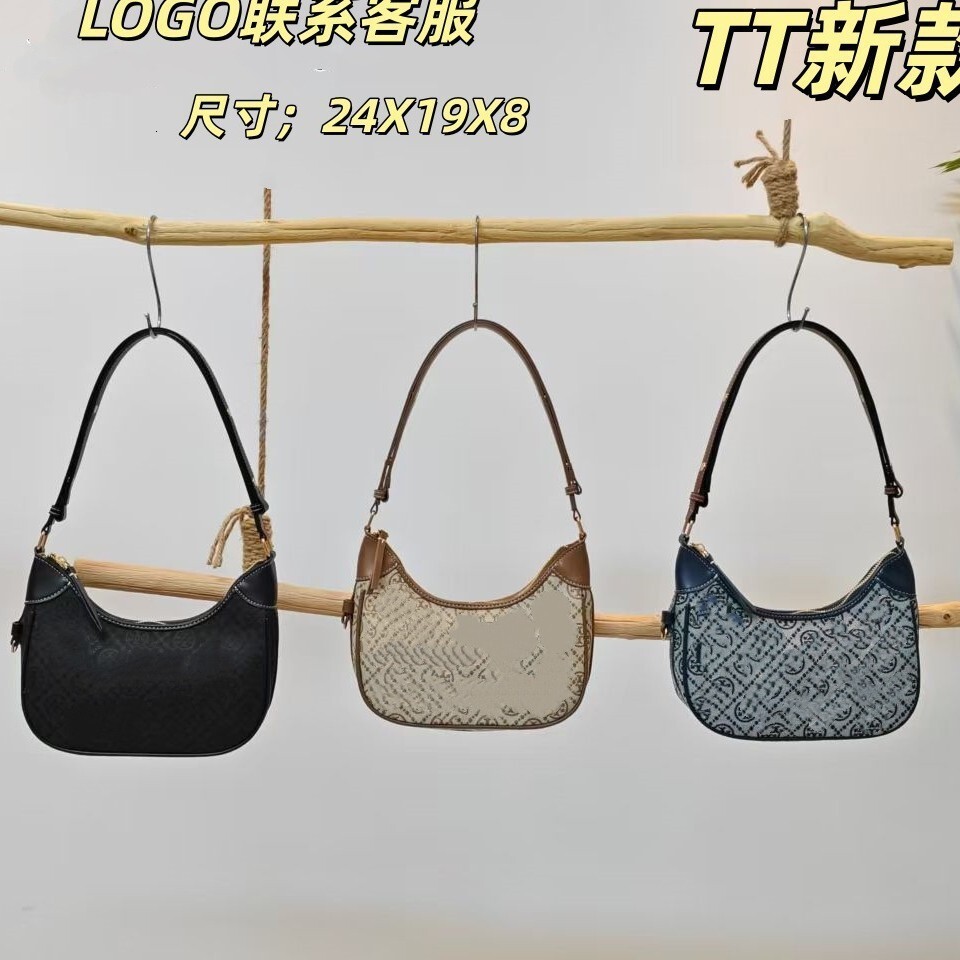 Free shipping Designer bag TB New Vintage Canvas Embroidered Crescent Bag Fashion New Moon Bag Handheld Shoulder Crossbody Bag Wholesale