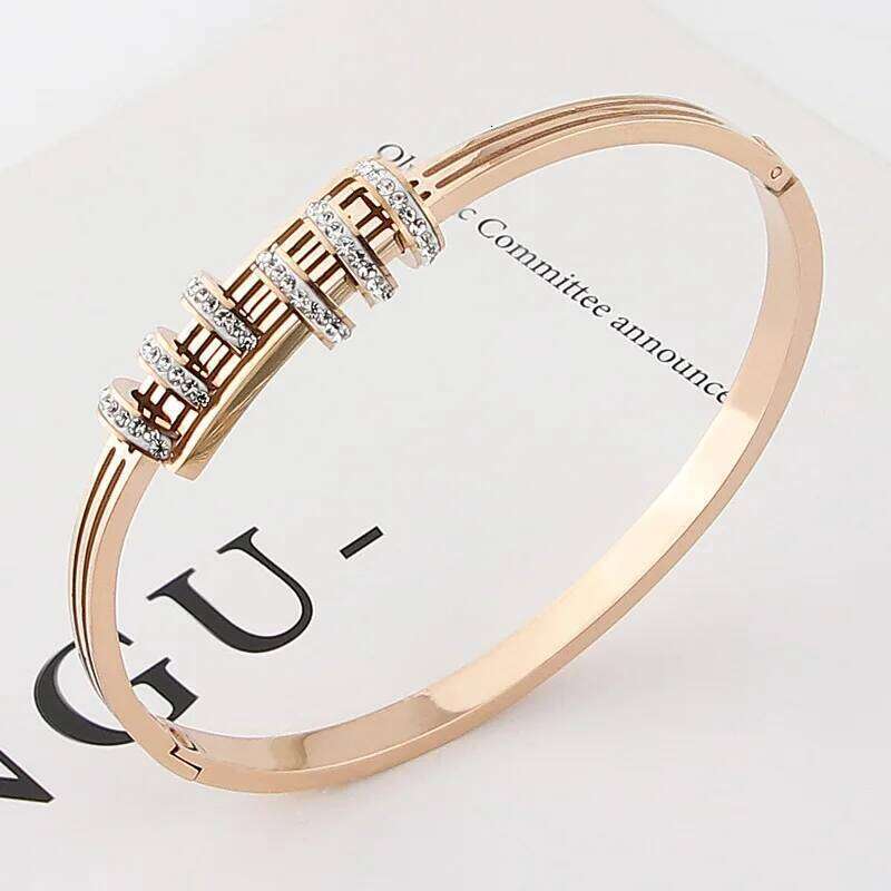 New Stainless Steel Jewelry Crystal Bracelets Half Face Hollow Design Bangle For Women's Love Gifts Wholesale Z260123