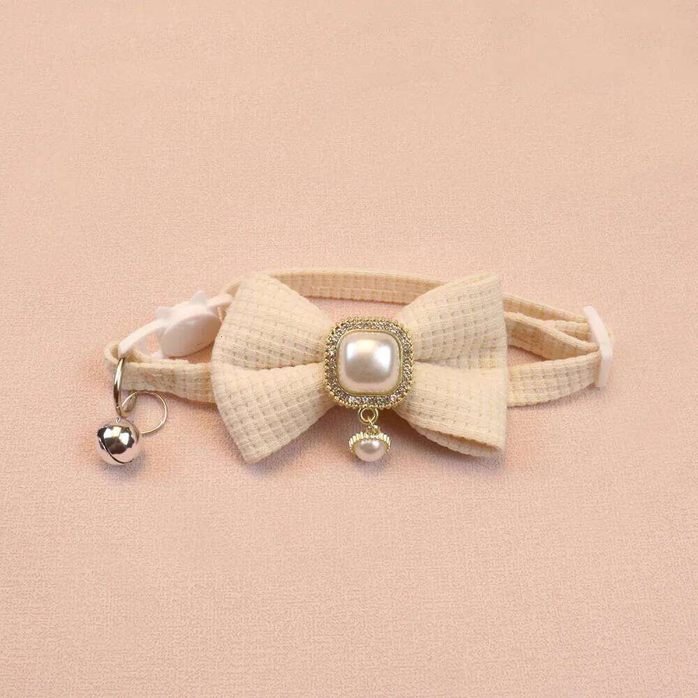 Pet decorations: cat bell, pearl pendant, bowknot, cotton fabric, dog collar, cat neckband