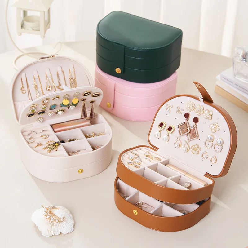 1pcs Single Layer Storage Box Ladies Travel Leather Jewelry Box Classic Black Pure White Fashion Brown Storage Box 260119