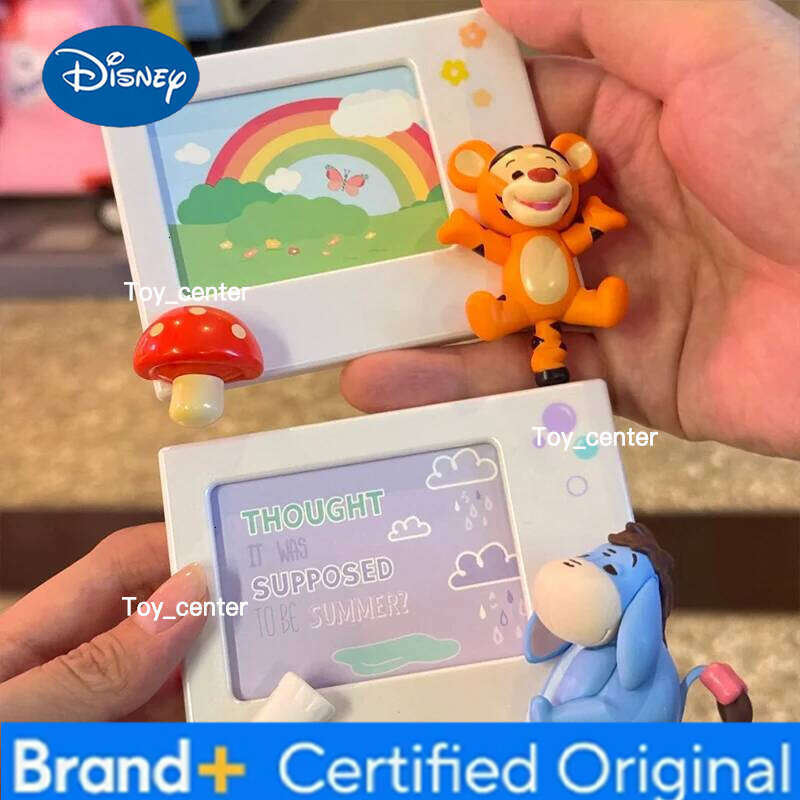 Disney Genuine Winnie The Pooh Polaroid Frames Fridge Magnet Series Blind Box Trendy Doll Garage Kit Desktop Ornament Toy Girl Gift H260123