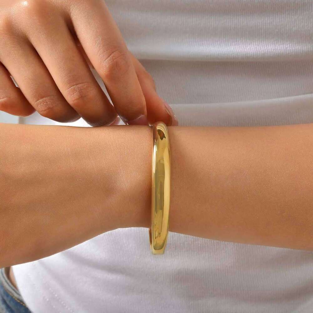 High Quality Oval Openable Bangle Bracelet for Women,18K Gold Plated Stainless Steel Smooth Bracelets,Trendy Jewelry Gifts Z260123
