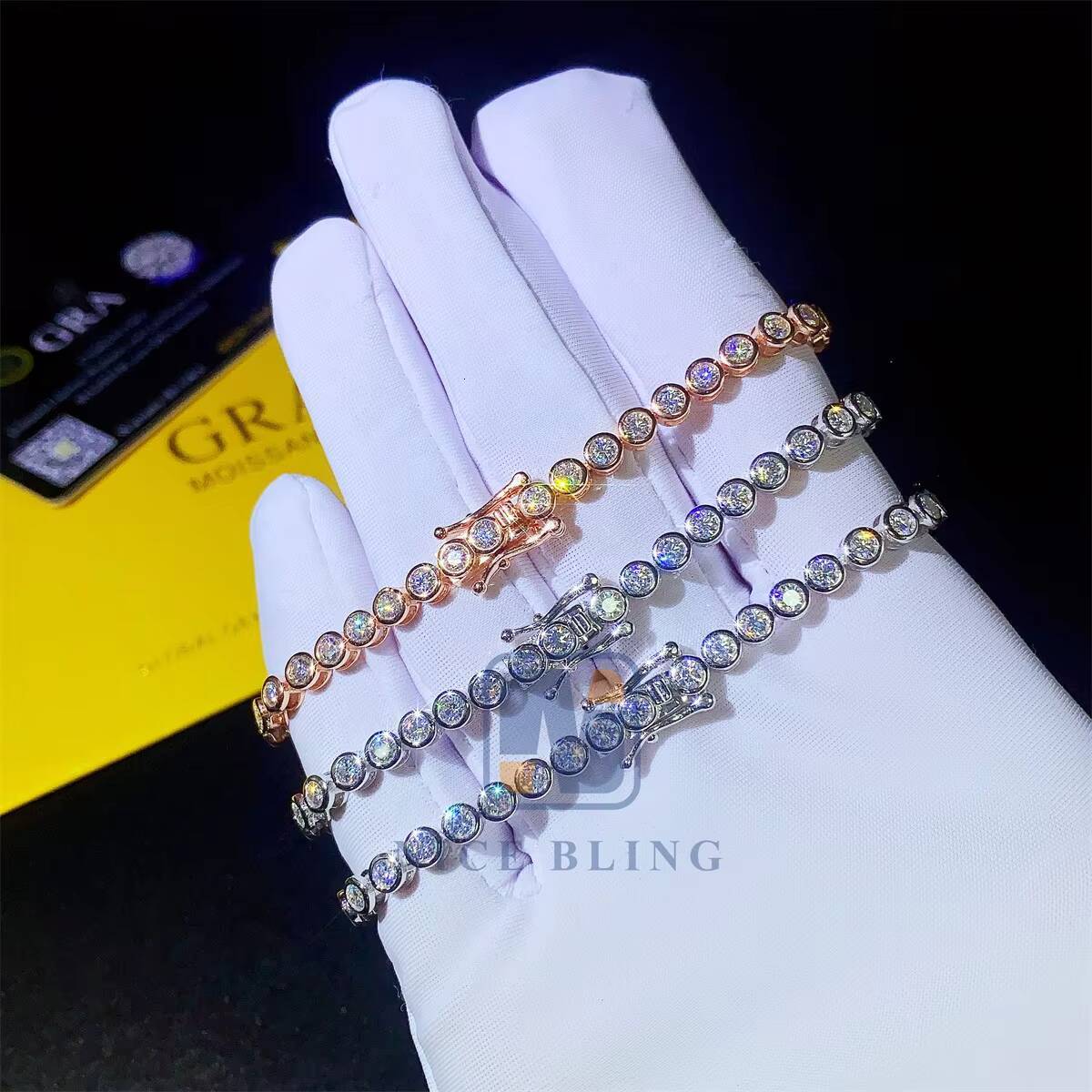 moissanite bracelet Bezel Setting 3mm 6inch 7inch 8inch Diamond Tennis men Women 925 Silver Tennis Necklace Moissanite Tennis chain