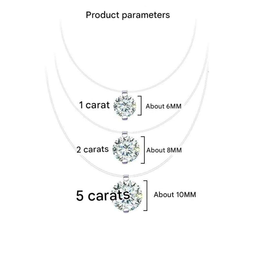 925 Sterling Silver Invisible Fish Line Mermaid Tears Pendant Necklace Women Elegant Octagonal Rose Birthday Party Jewelry Gift Z260123