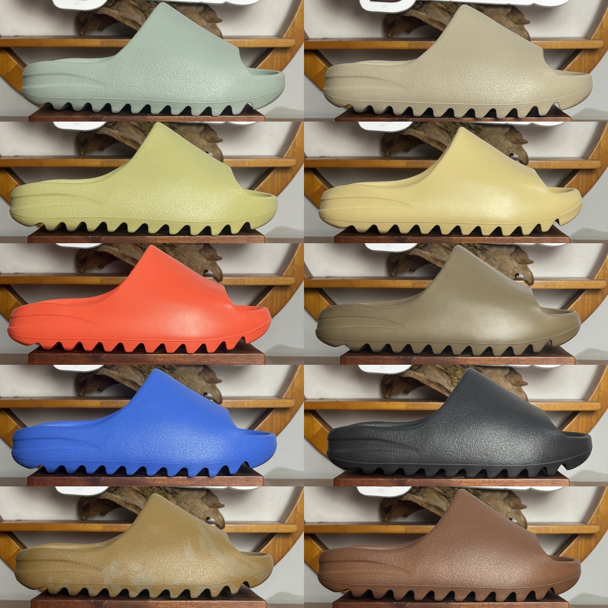 Designer Slippers Slides for Men Women Sandals Slider Bone Soot black Resin Flax Granite Sand Glow Green blue core solid Mens Womens Shoes Summer fashion Beach sandal