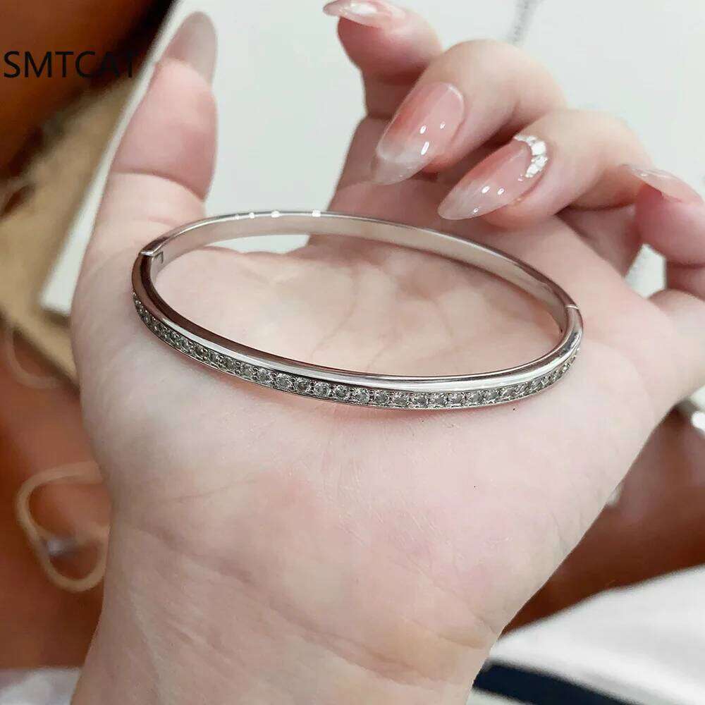 D Color 4mm 0.3CT Full Moissanite Tennis Bangle For Women S925 Sterling Silver Sparkling Diamond Bracelet Jewelry Z260123