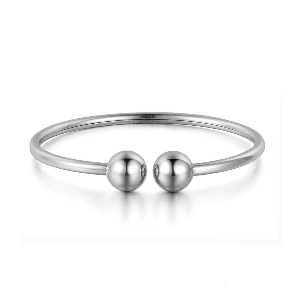 Lokaer Stainless Steel Double Ball Open Cuff Bracelets & Bangles Trendy Party Bangle Jewelry For Women Free Shipping B18027 Z260123