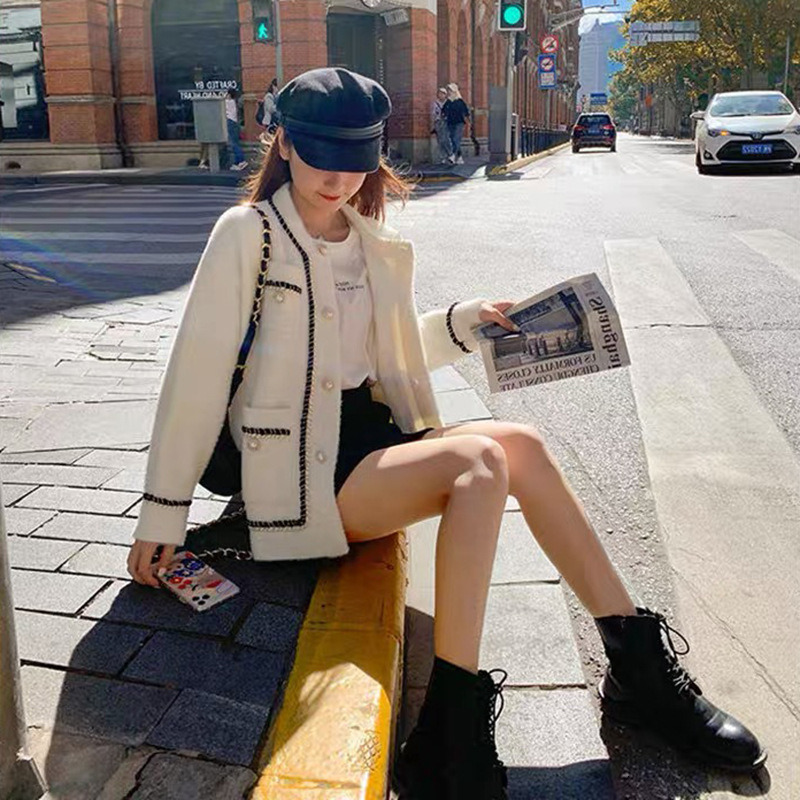 White Mink Cashmere Sweater Coat Women Autumn Winter Lazy Style Korean Retro Black Loose ONeck Knitted Cardigan Fashion Outwear 241108 ddmytues