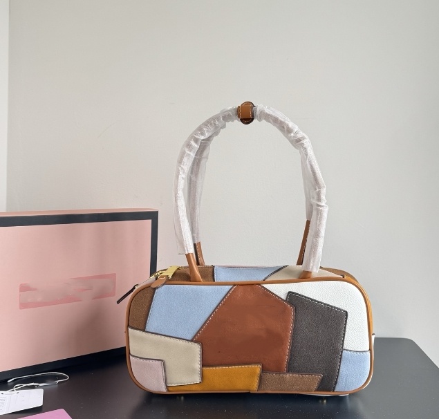 Splicing Fashion Designer bags large capacity brief case handbags Bowling Bag Shoulder Bag Luxury wallet Leather Banquet tote