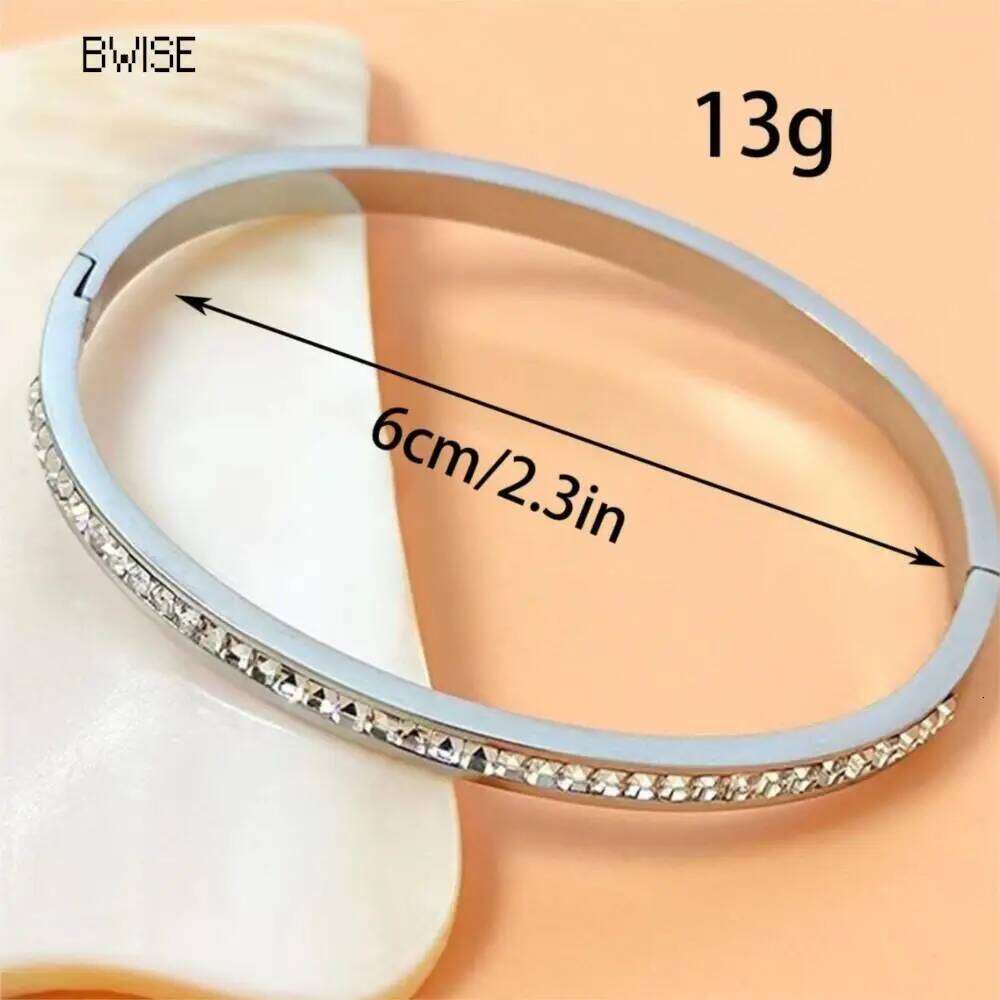 Bwise Ins Style Stainless Steel Jewelry Inlaid Cubic Zircon Bracelet Bangles for Women Waterproof Trendy Christmas Gift Z260123