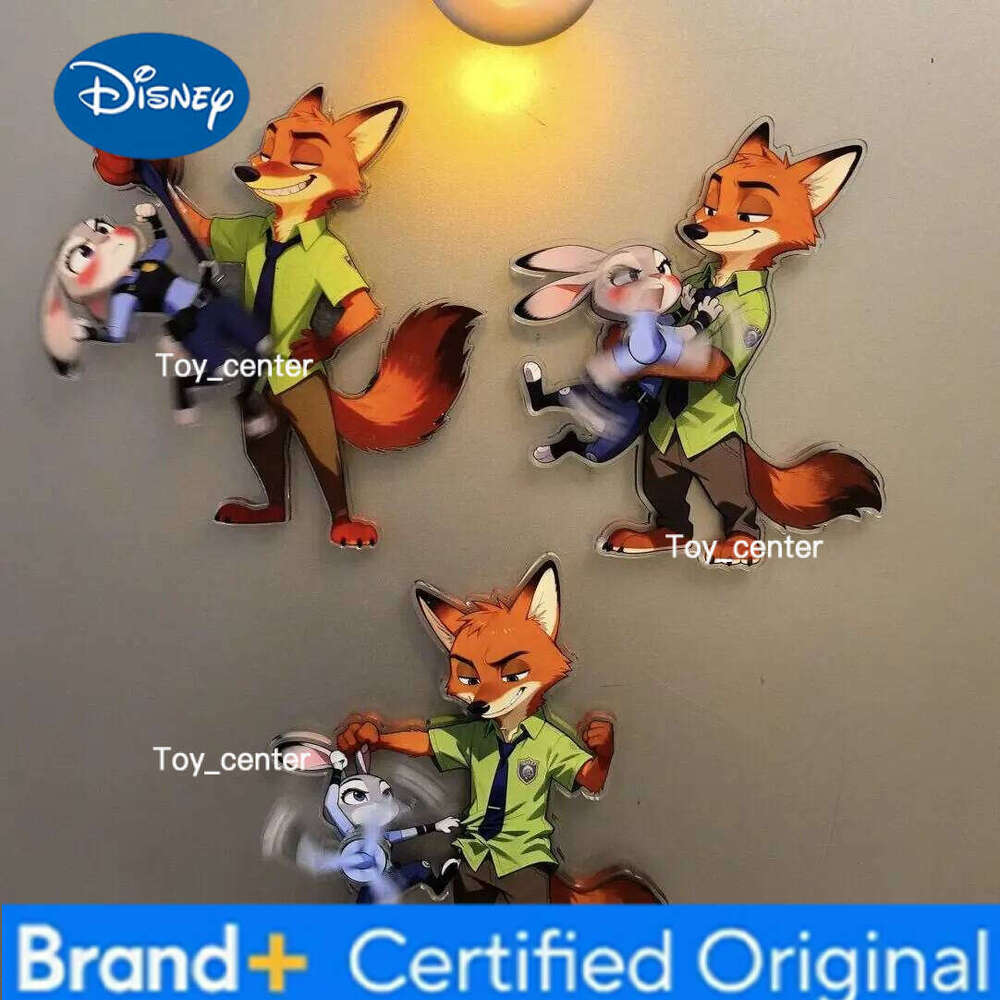 Disney Zootopia Rotating Magnetic Fridge Stickers High Quality Acrylic Decor Perfect NewYear Gift for Friends H26012311