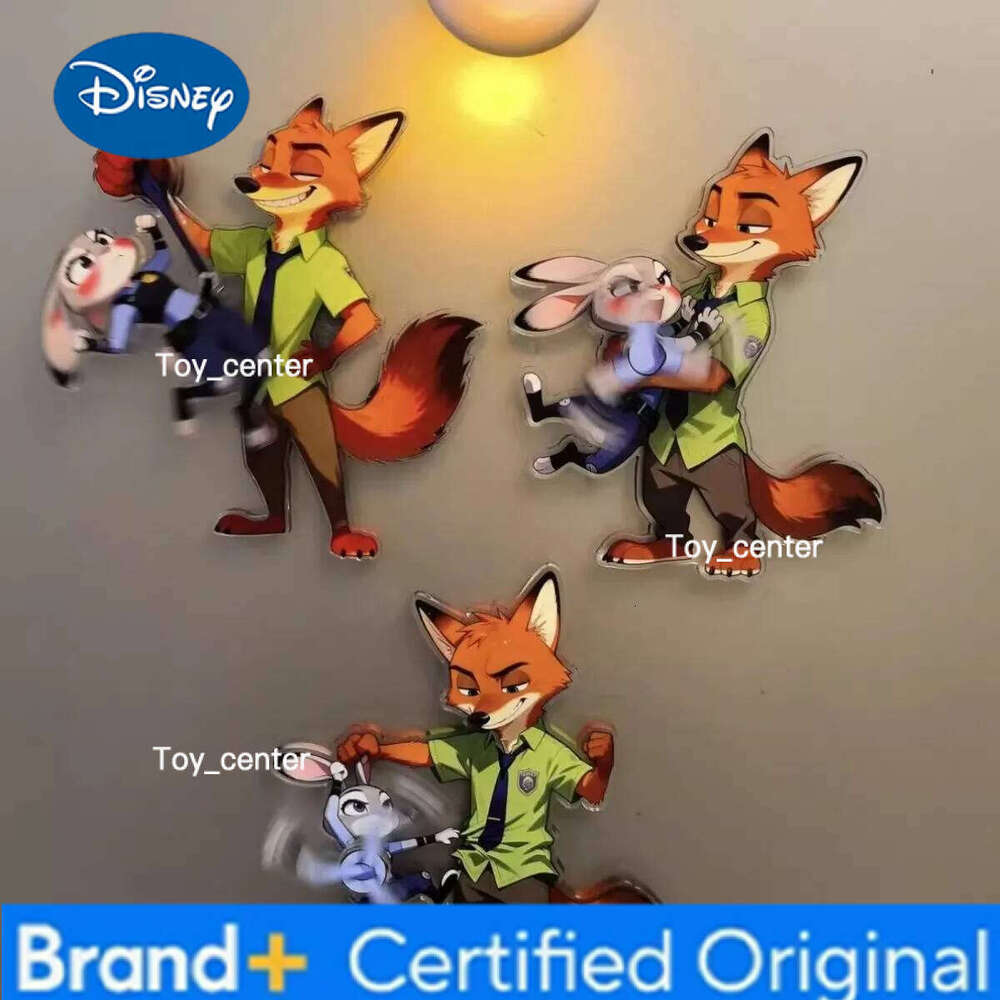 Disney Cartoon Character Rotating Fridge Magnet Zootopia Police Officer Judy Nick Creative Home Decor Gift H2601231