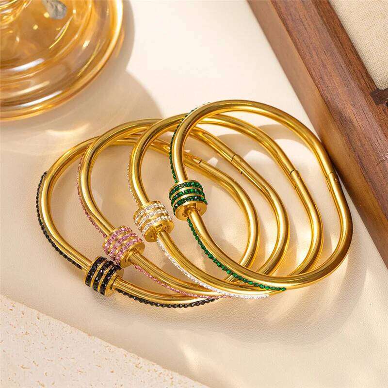 Multi-Color CZ Knot Bracelets, Fashionable Stackable Bangles Set, Luxury Women's Jewelry With Retro Design Z260123