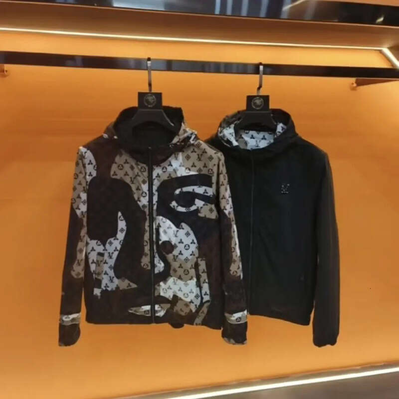 2025 Autumn Men's Fashion Hooded Trendy Brand Cool Printed European Style Jacket