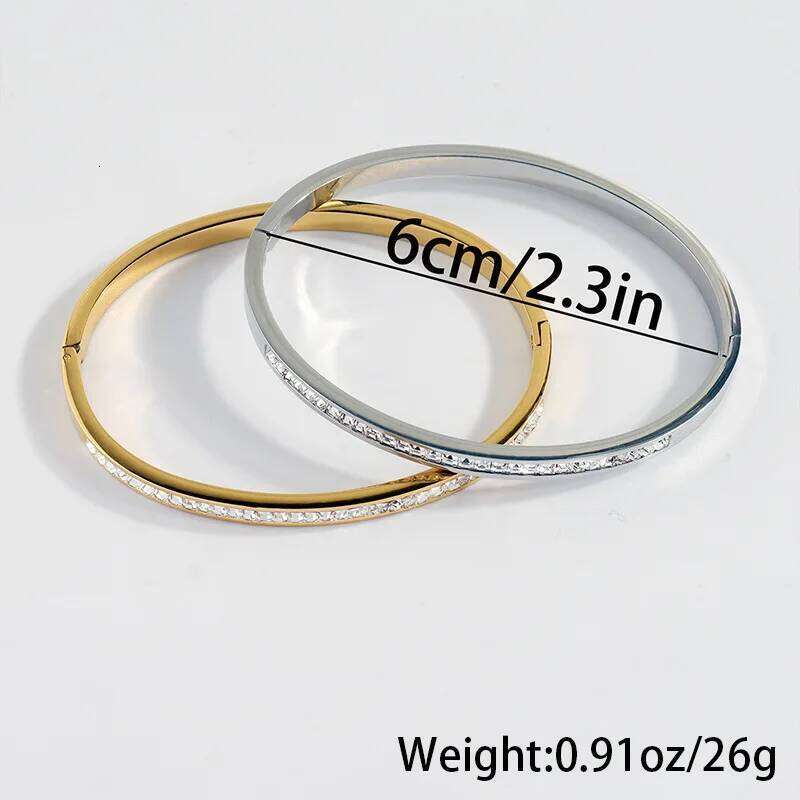 Single Line Square Zircon Bracelets for Women Girls,18K Wateproof Bangles Bracelets,Dainty Female Jewelry Gifts to Wife Mom Z260123