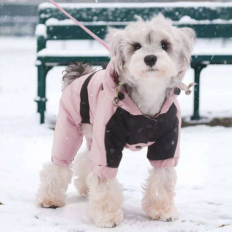 New Fashion Autumn Winter Pet Clothes Outdoor Four Legged Sweater Dogs Thermal Cotton Coat With Hood Suit For Teddy Bichon Frise