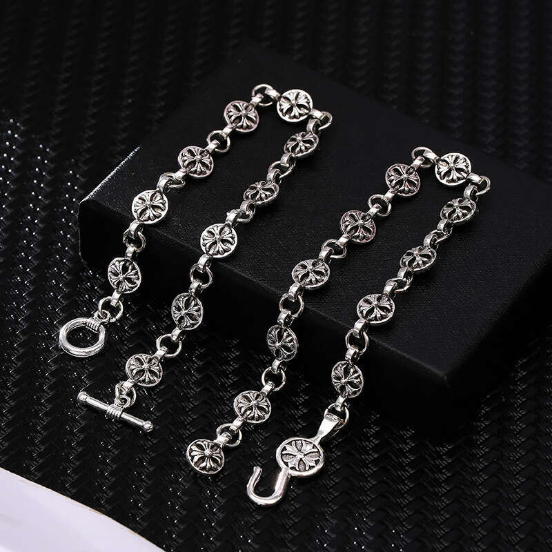 Men's Women's Retro Cross Link Chain Beads bracelets Silver Tone Gothic Punk Daily Wear Jewelry Minimalist