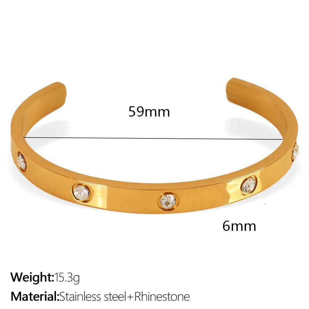 C-shaped open simple elegant, light luxury, with diamonds, couple's titanium steel bracelet, popular in Europe and Z260123