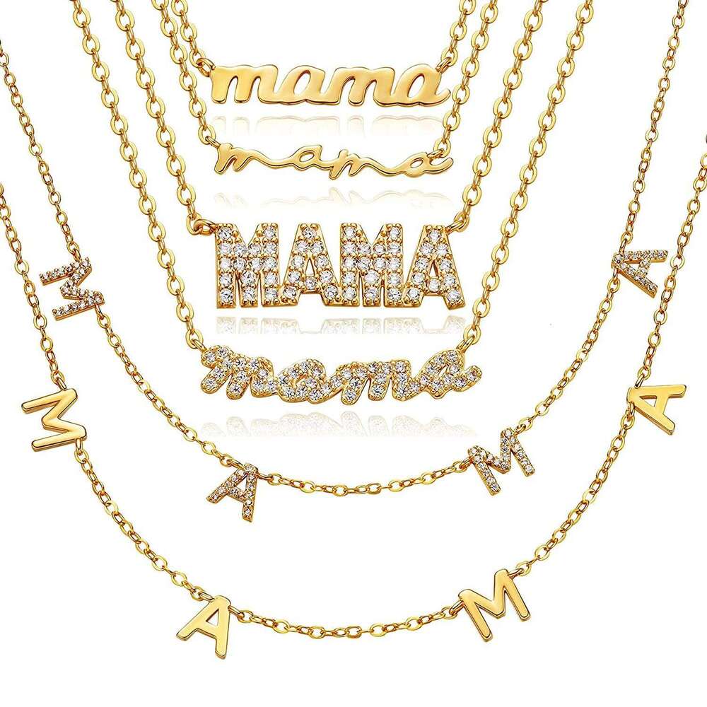 GD Wholesale Elegant Gift Tarnish Free Jewelry mother day 18k Gold Plated Stainless Steel initial Mama Chain Necklace Choker Z260123