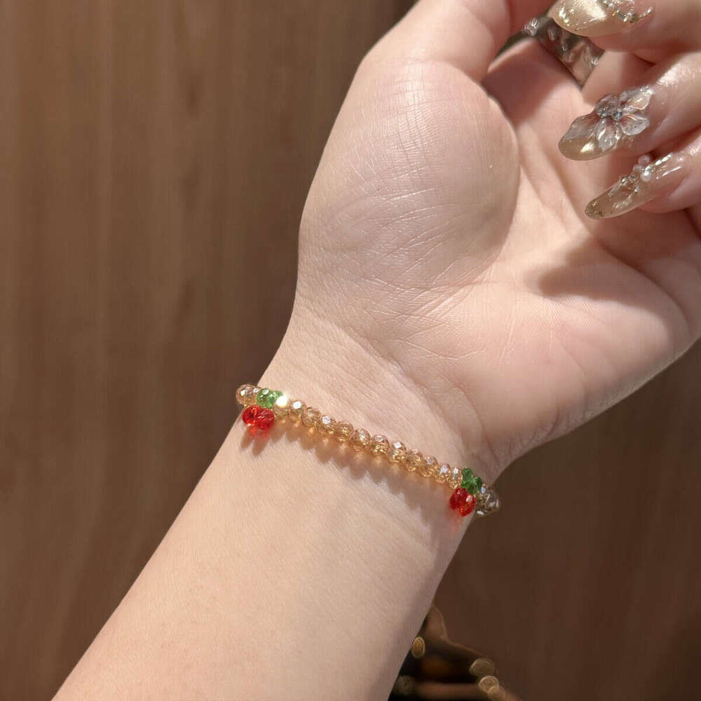 Bracelet Sterling Silver Plated Cubic Zirconia Cherry Design Adjustable Chain for Daily Wear and Special Occasion Gift High Quality Texture