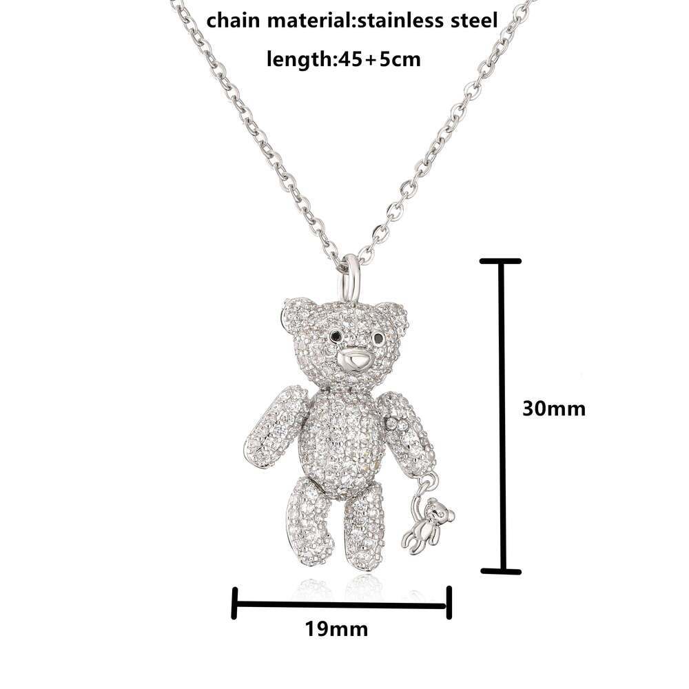 HECHENG,New for Women Fashion Bear Pendant Necklace Design Pave Setting Zircon Copper Jewelry Wholesale Z260123
